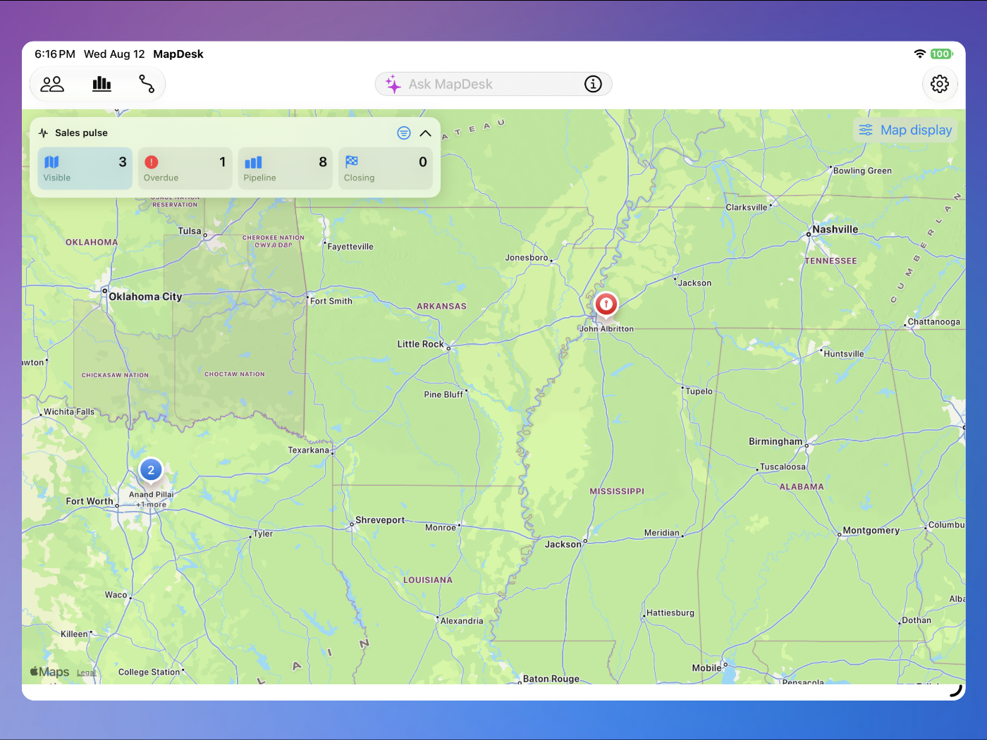 MapDesk Tablet interface