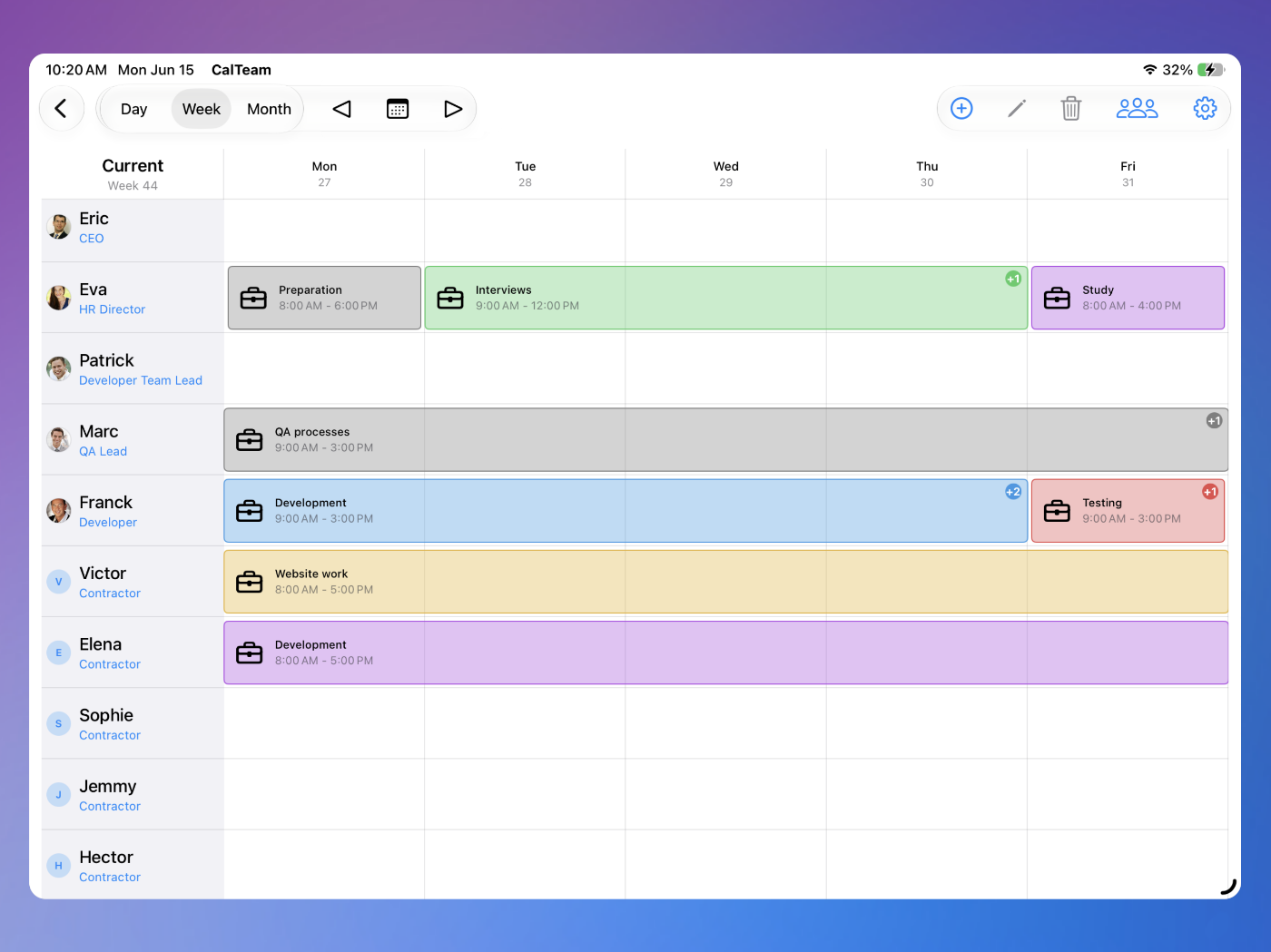 CalTeam Tablet interface