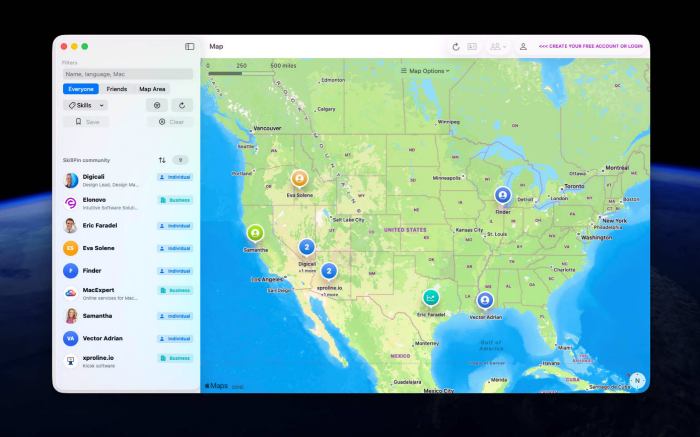SkillPin interface